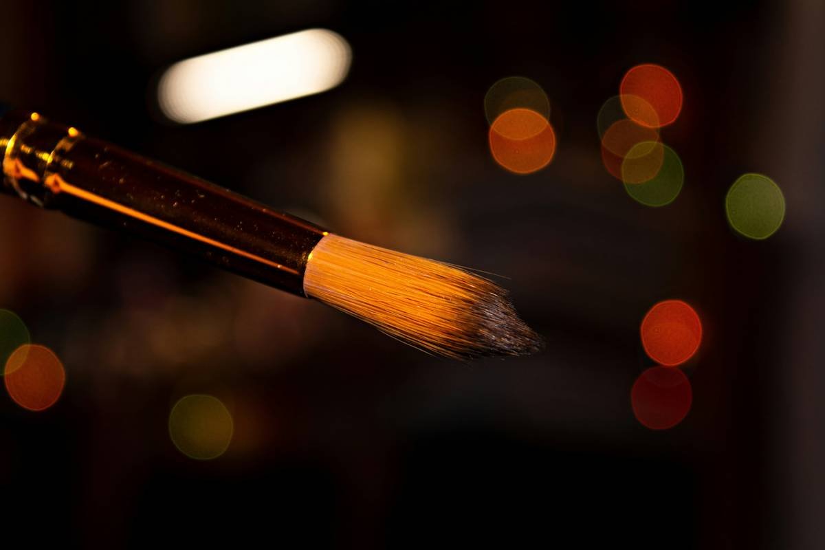 Close-up of high-quality cosmetic blending brush bristles showing density and taper